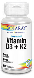 Solaray Vitamin D3 + K2 capsules (120 pcs.)