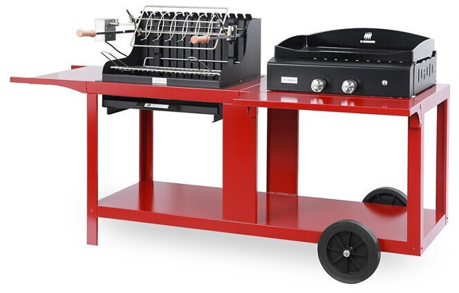 Le Marquier Barbecue Mendy et Plancha Baia 260 avec chariot (Rouge/Noir)