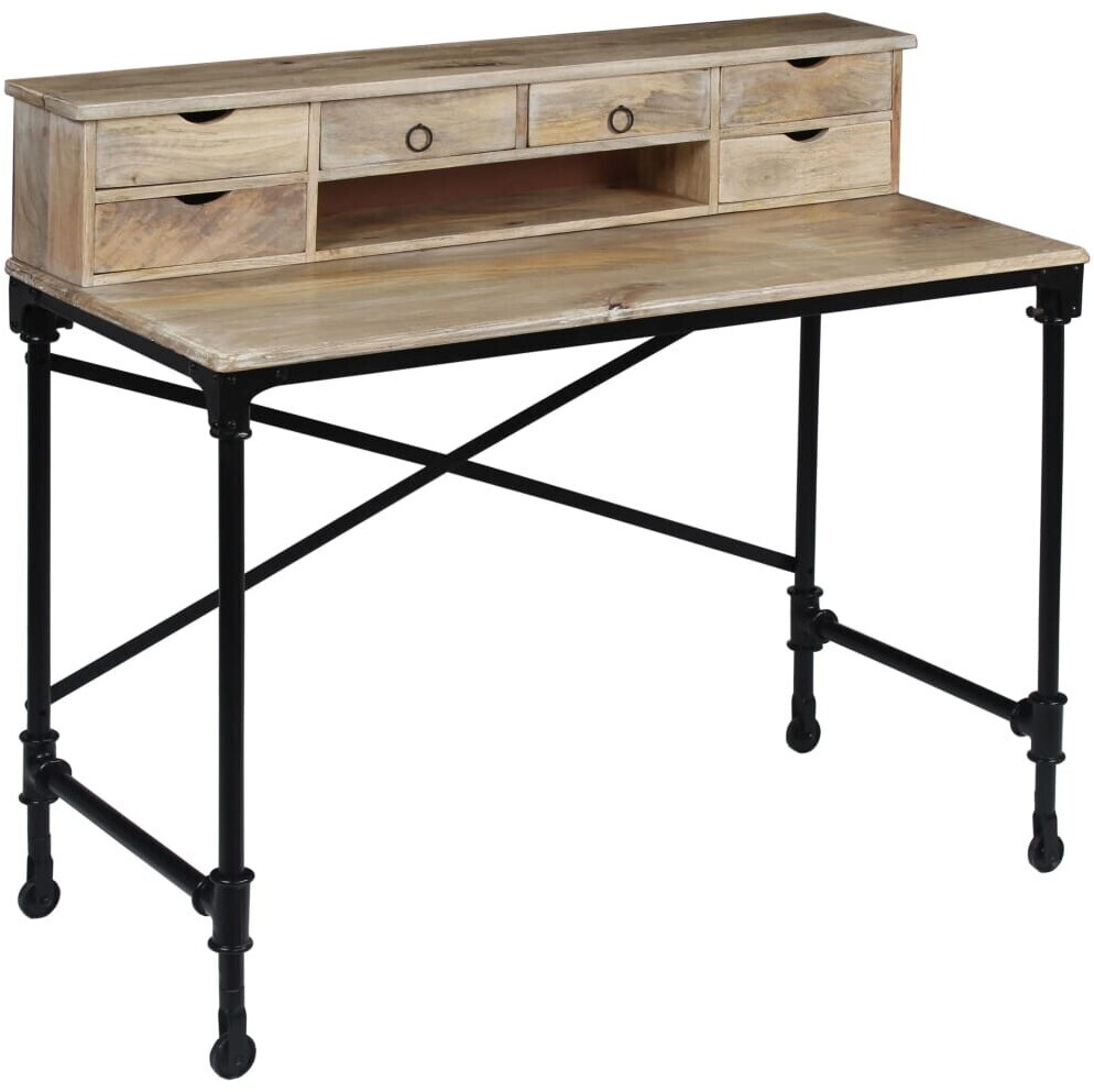 vidaXL Bureau en bois de manguier/acier 110 x 50 cm
