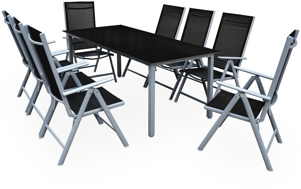 Casaria Bern seating group 9 pieces silver alu
