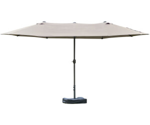 Parasol de jardin double rectangulaire - Outsunny - 4,5 x 2,65 x 2,6 m - ouverture fermeture manivelle - toile 180 g/m² - crème - Jardin