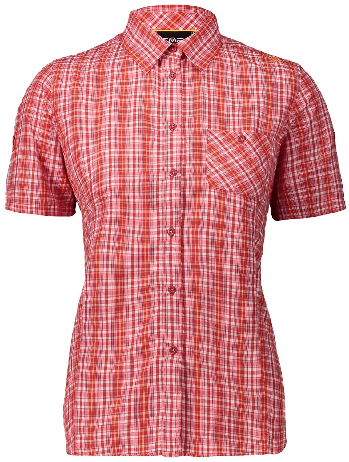 CMP Short-Sleeved Check Patterned Shirt (30T9956) scarlet red/solarium orange