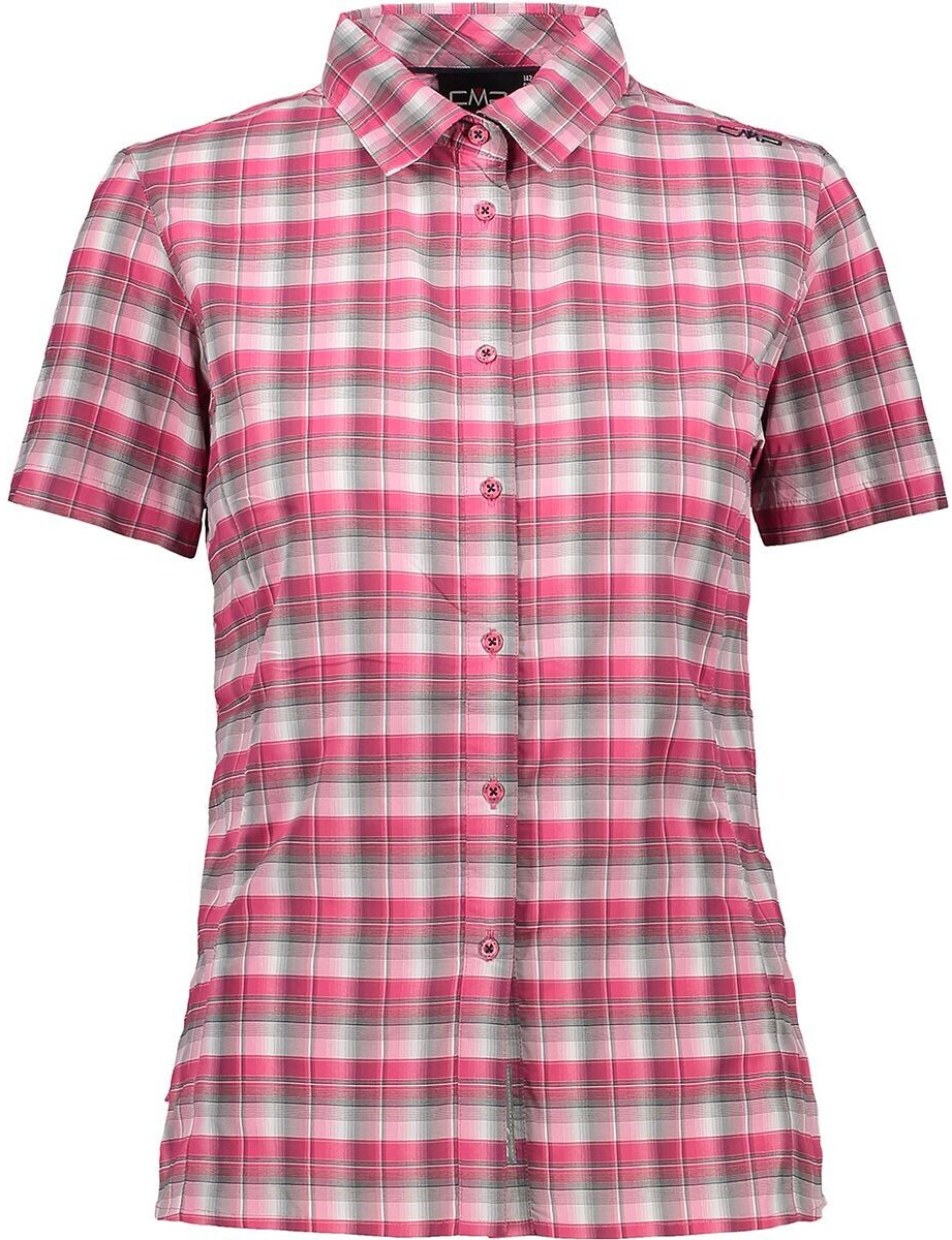 CMP Short-Sleeved Check Patterned Shirt (30T7766) bouganville bianco