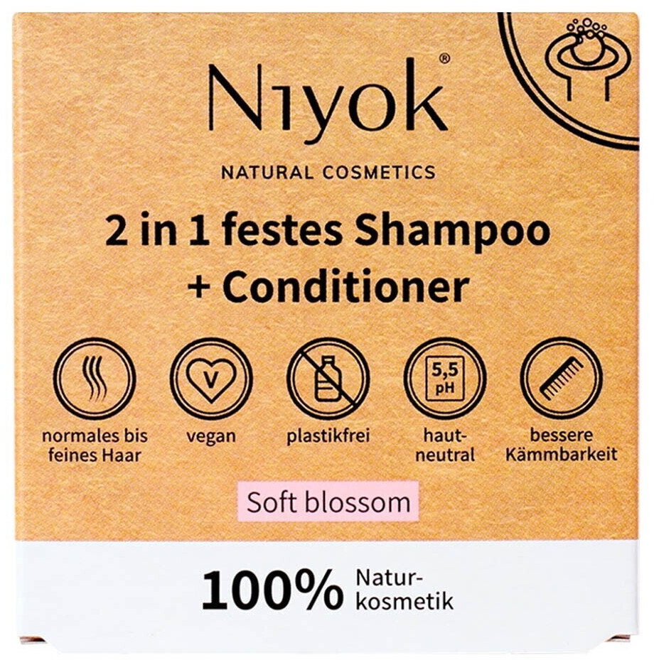 Niyok 2 in 1 solid Shampoo + Conditioner - Soft blossom (80 g)