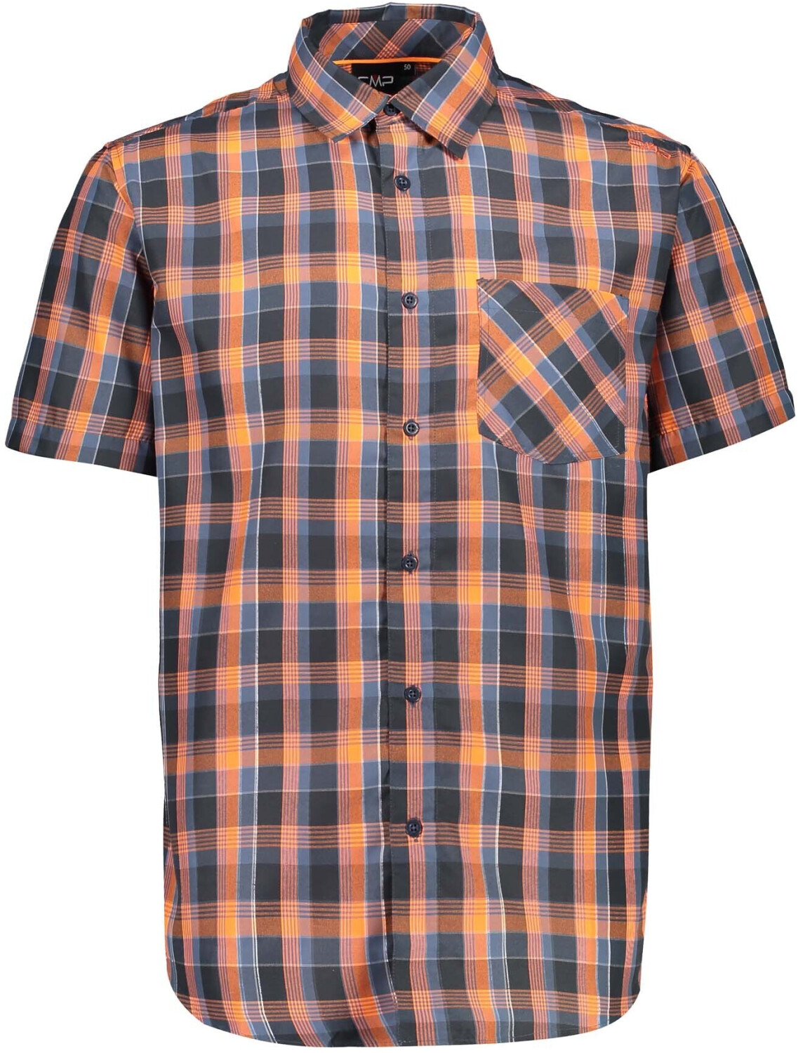 CMP Men's Short Sleeve Checked Shirt (30T9937) plutone-cosmo-orange