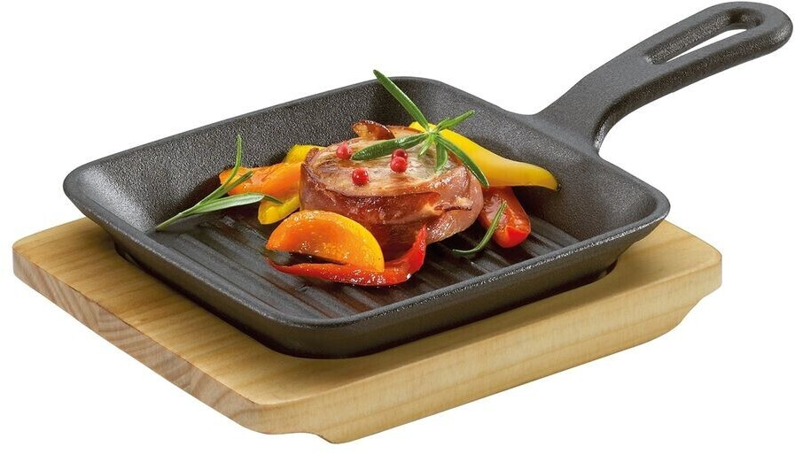 Küchenprofi Grill Pan with Wooden Board 23 x 13,5 cm
