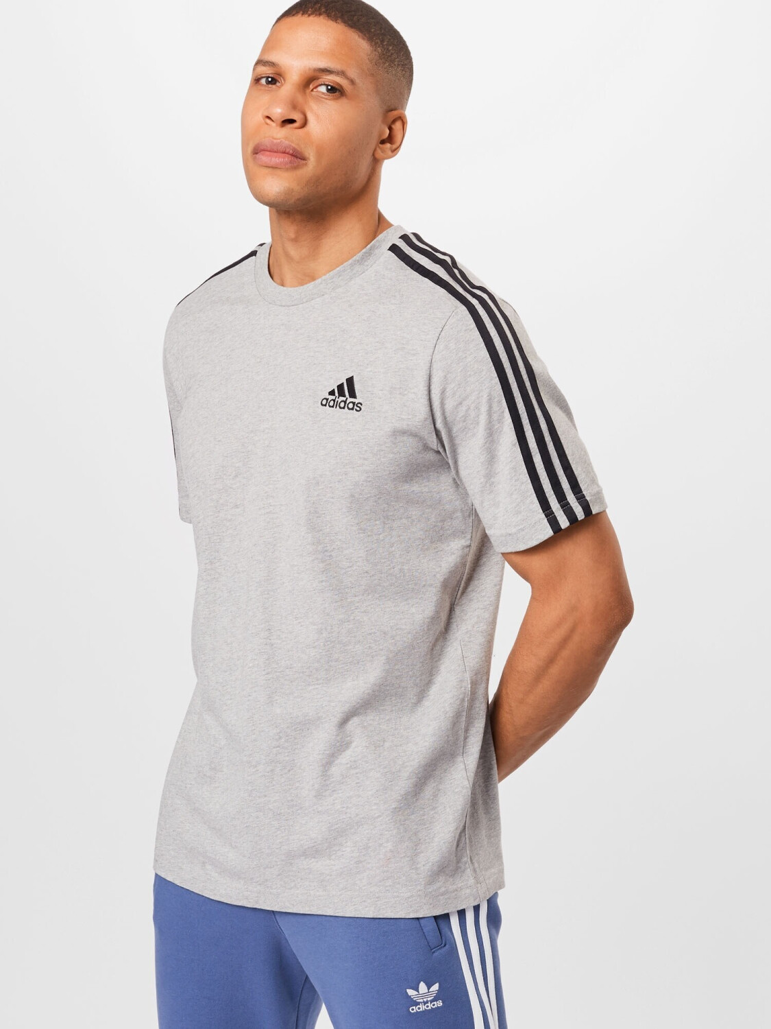 Buy Adidas Essentials 3-Stripes T-Shirt (GL3735) medium grey heather ...