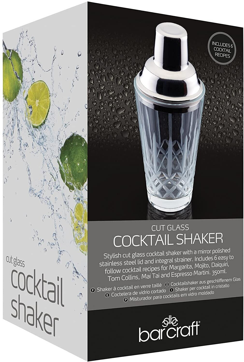 Bar Craft Cocktail Shaker etched glass