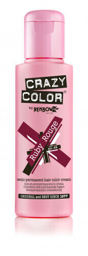 Crazy Color Semi-Permanent Hair Color Cream - Ruby Rouge (100 ml)