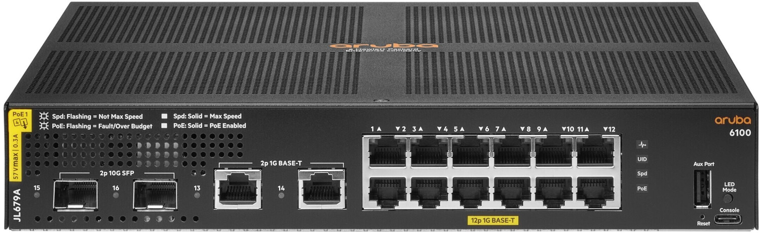 HPE Aruba 6100 12G Class4 PoE 2G/2SFP+ 139W (JL679A)