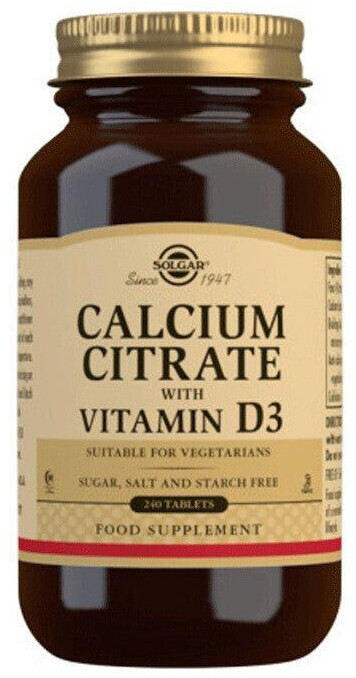 Solgar Calciumcitrate with Vitamin D3 tablets (240 pcs.)