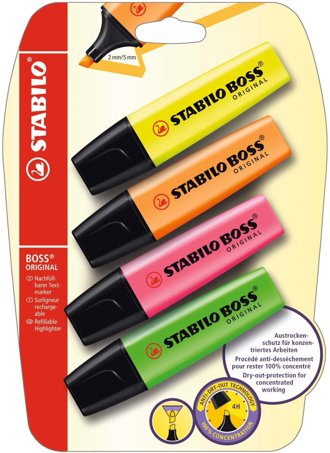 STABILO BOSS set of 4 (B-14892) Yellow
