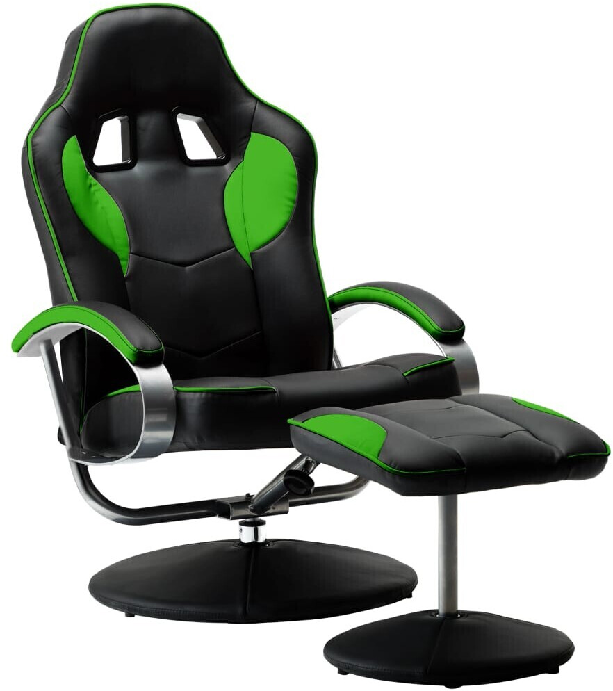 vidaXL Fauteuil inclinable Avec Repose-Pied Vert/Noir