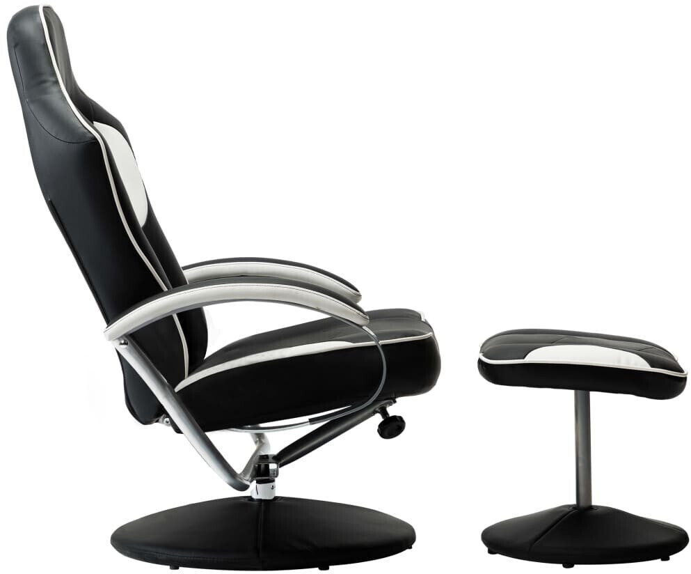 vidaXL Fauteuil inclinable Avec Repose-Pied Blanc/Noir