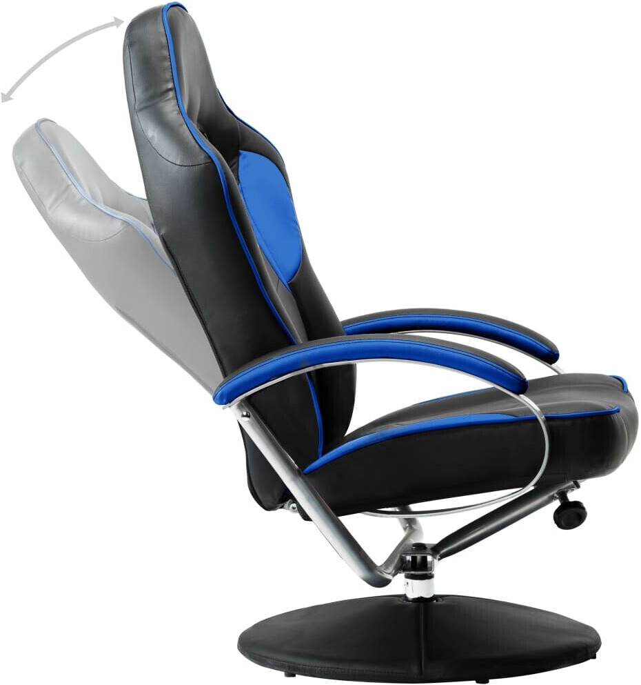 vidaXL Fauteuil inclinable Avec Repose-Pied Bleu/Noir