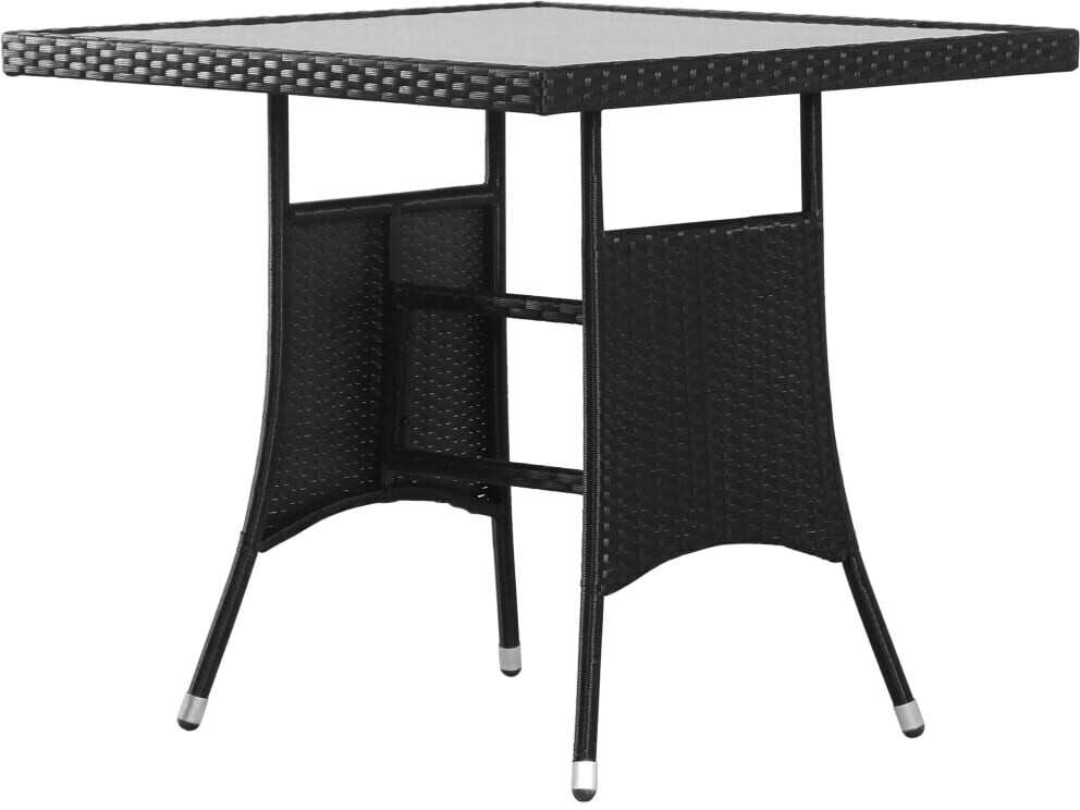 vidaXL Table de jardin 80x80x74 cm Résine tressée noir
