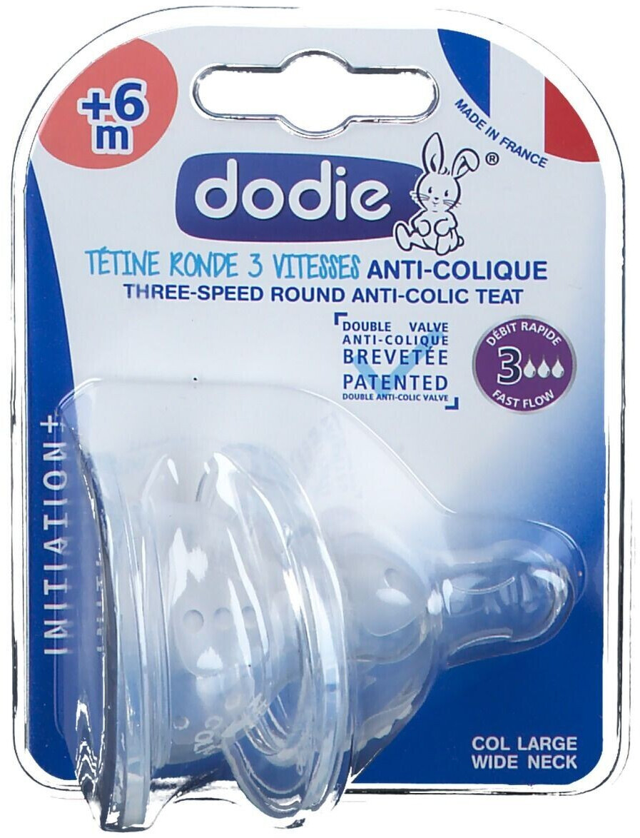 Dodie Initiation+ tétine ronde 3 vitesses anti-colique débit