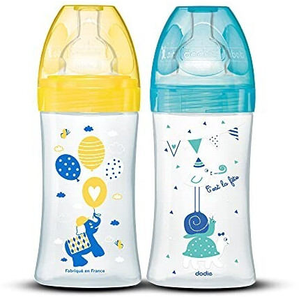 Dodie Sensation+ 2 biberons anti-colique tétine plate 270 ml jaune/lagoon
