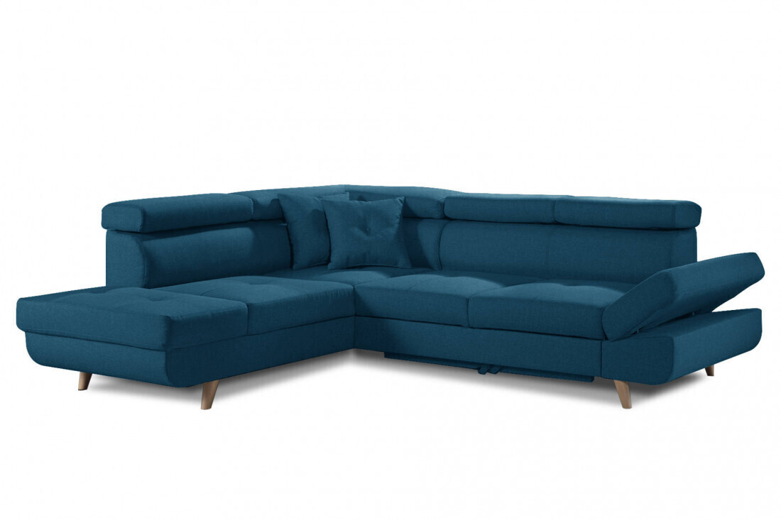 Bobochic Canapé d'angle gauche Linea bleu canard