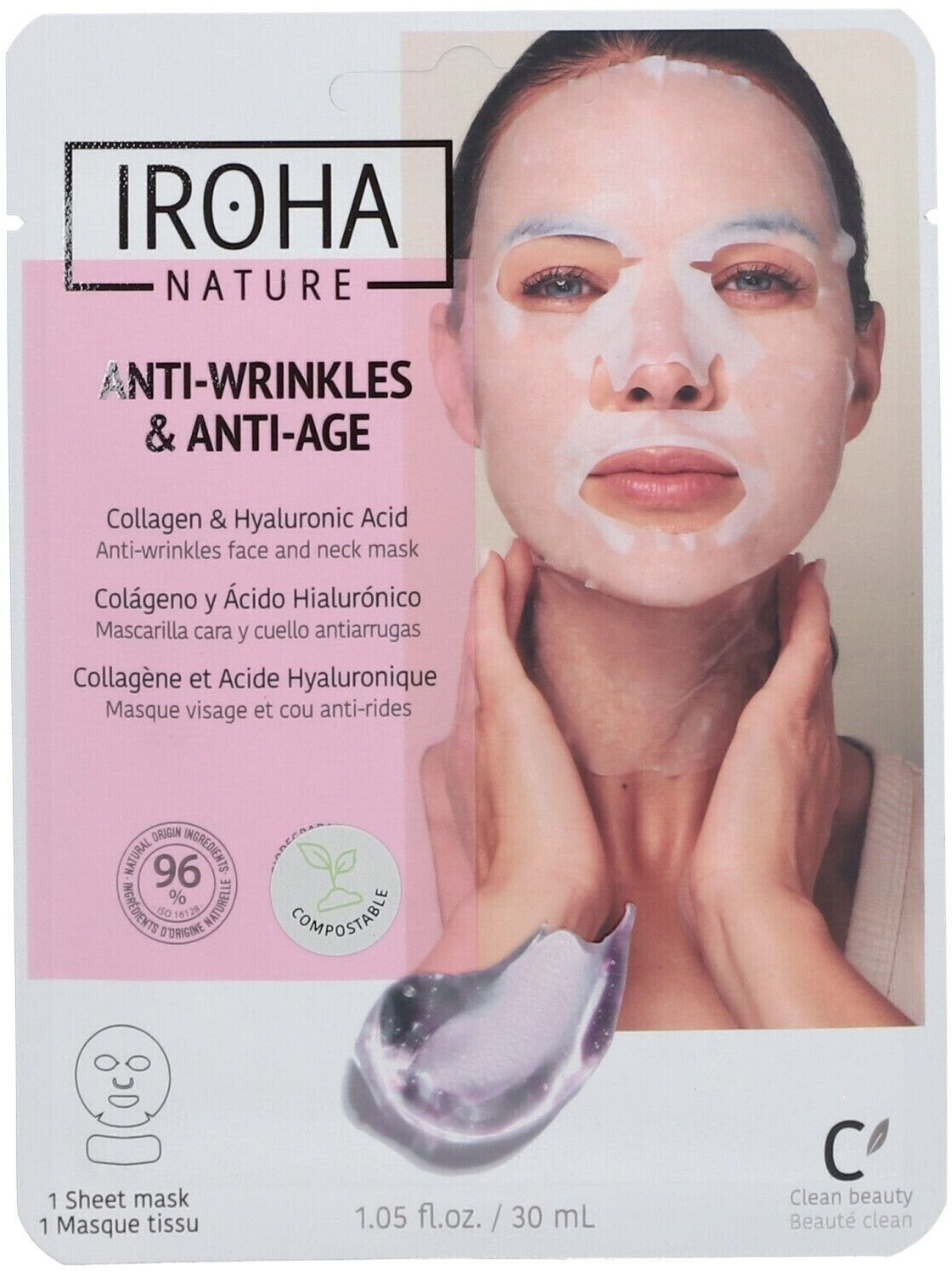 Iroha Anti-Age Collagen 100% Cotton Face & Neck Mask (30ml)