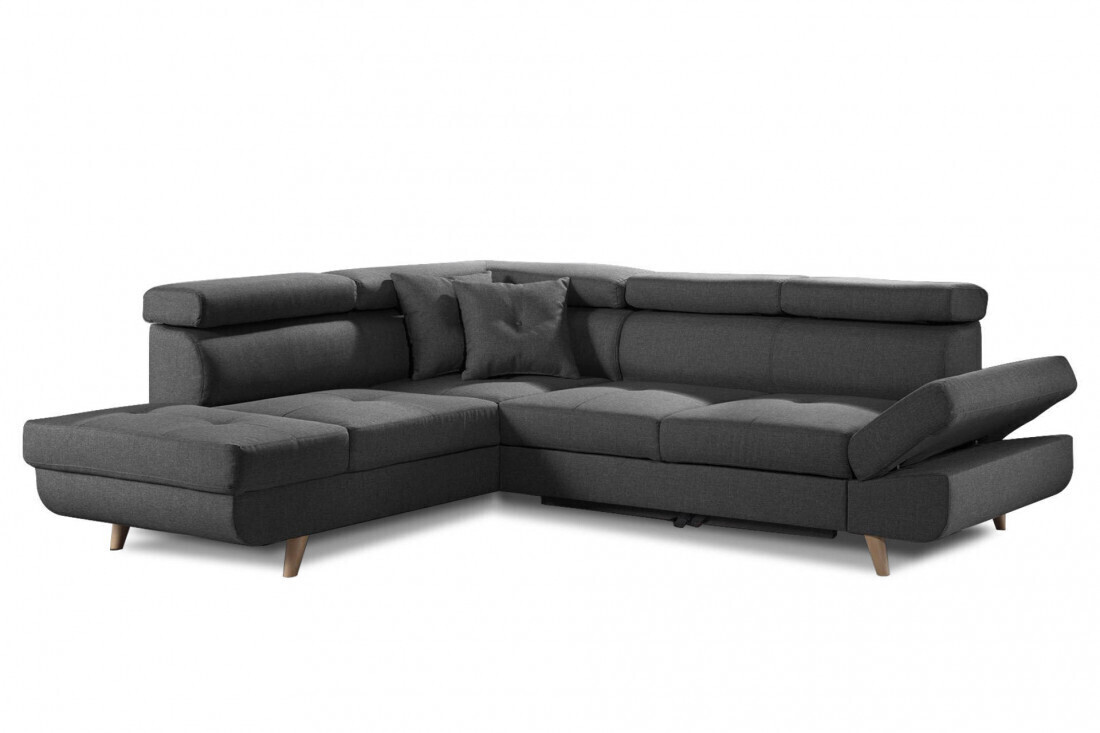 Bobochic Canapé d'angle gauche Linea gris foncé