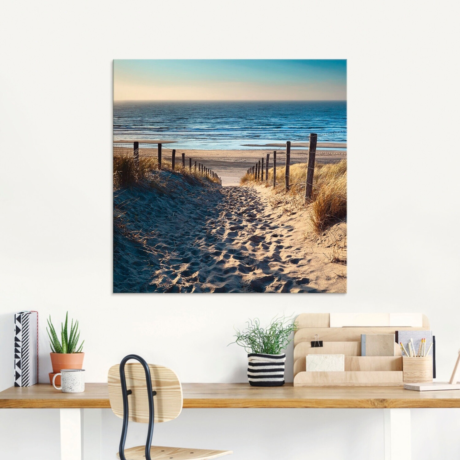 Art-Land Weg zum , 60x45 beige Sonnenuntergang bei cm ab Bilder 52,11 Strand € | Preisvergleich Nordseestrand