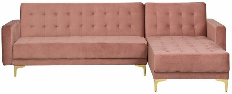 Beliani Canapé d'angle droit Aberdeen rose