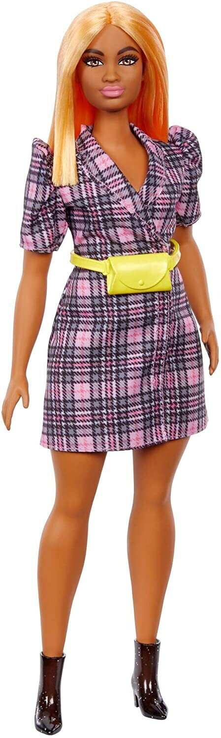 Barbie Fashionistas Puff Sleeve Plaid Dress GRB53