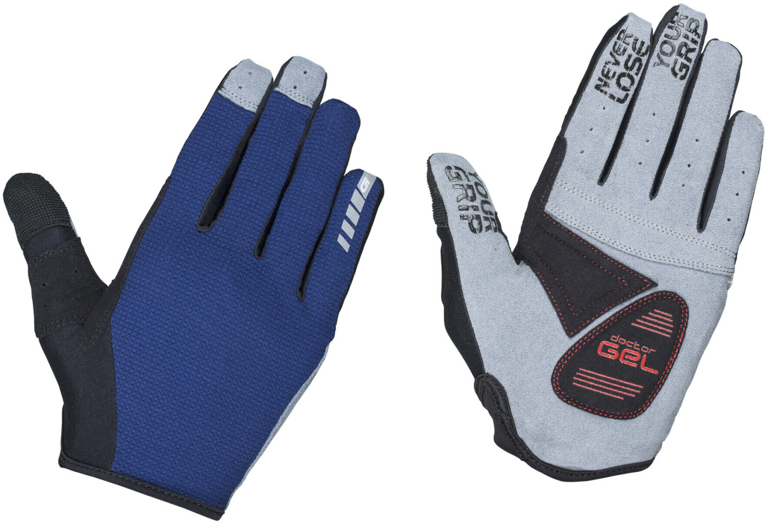 GripGrab Shark Padded Full Finger Gloves navy