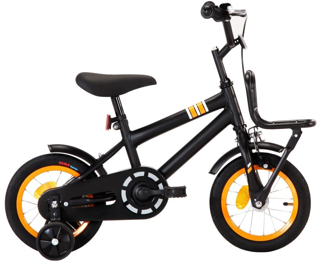 vidaXL Kids Bike with Front Carrier 12 black/orange