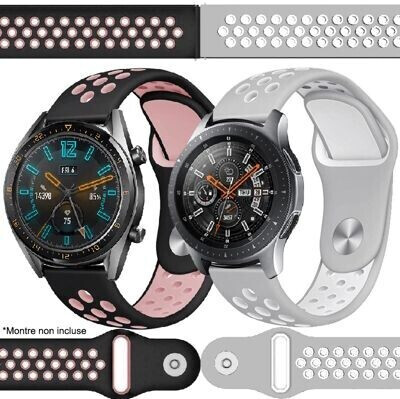 Ibroz Bracelet Samsung / Huawei Sport 22mm noir+gris x2