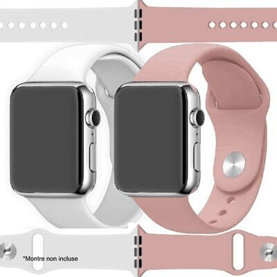 Ibroz Bracelet Apple Watch SoftTouch 40mm blanc+rose