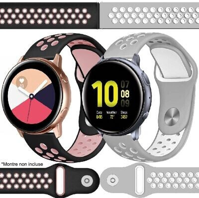 Ibroz Bracelet Samsung / Huawei Sport 20mm noir+gris x2