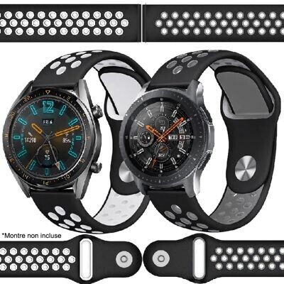 Ibroz Bracelet Samsung / Huawei Sport 22mm blanc+gris x2