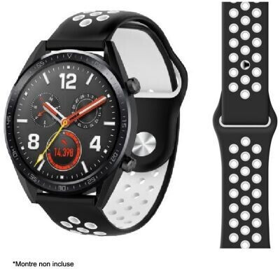 Ibroz Bracelet Samsung / Huawei Sport 22mm noir/blanc