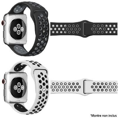 Ibroz Bracelet Apple Watch Sport 40mm noir blanc x2