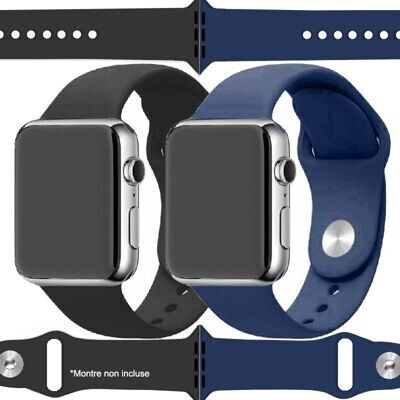 Ibroz Bracelet Apple Watch SoftTouch 44mm noir+bleu