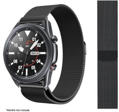 Ibroz Bracelet Samsung / Huawei maille 20mm noir