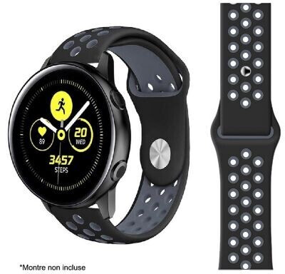 Ibroz Bracelet Samsung / Huawei Sport 20mm noir/gris