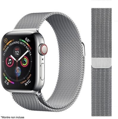 Ibroz Bracelet Apple Watch maille 44mm gris