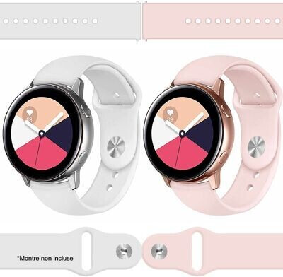 Ibroz Bracelet Samsung / Huawei SoftTouch 20mm blanc+rose