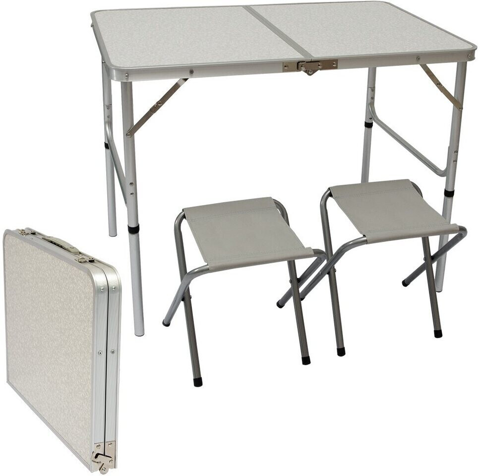 Amanka Camping Table 90x60 + 2 Stools (grey)