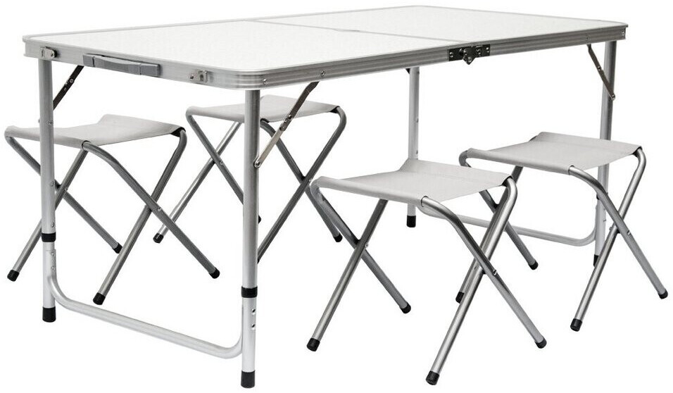 Amanka Camping Table Set with 4 Stools grey