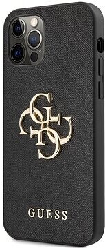 Guess PU Saffiano Big 4G Metall Logo Back Cover for Apple iPhone 12/12 Pro Black