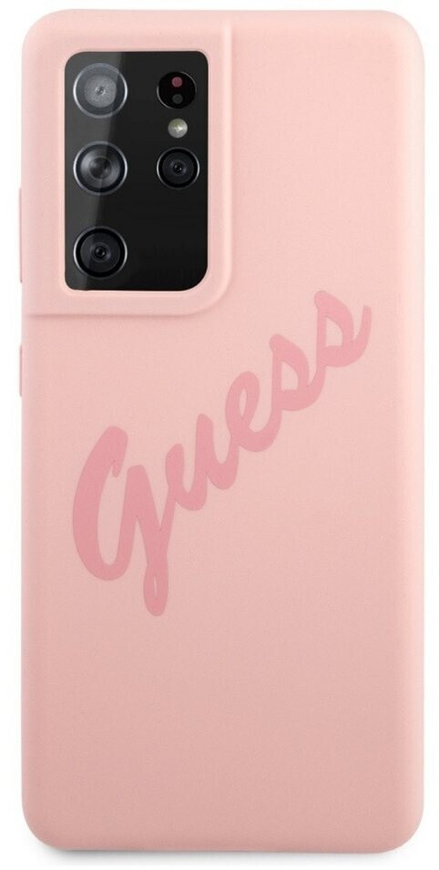 Guess Silicone Vintage Back Cover for Samsung Galaxy S21 Ultra - pink