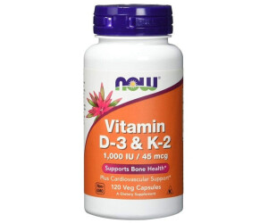 Now Foods Vitamin D3 & K2 1000iU Kapseln (120 Stk.)