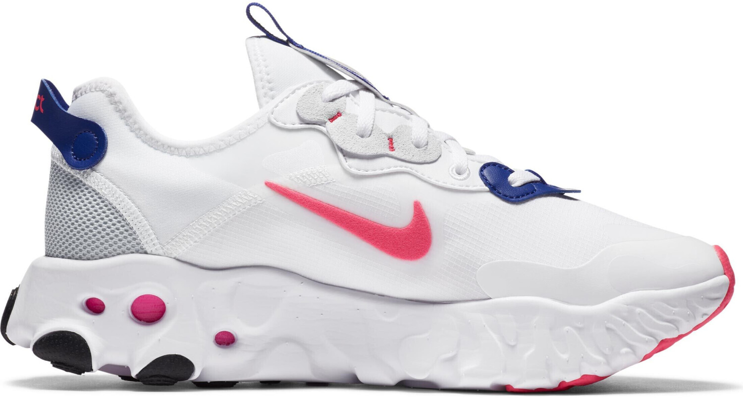 nike react art trainers in white pink and purple