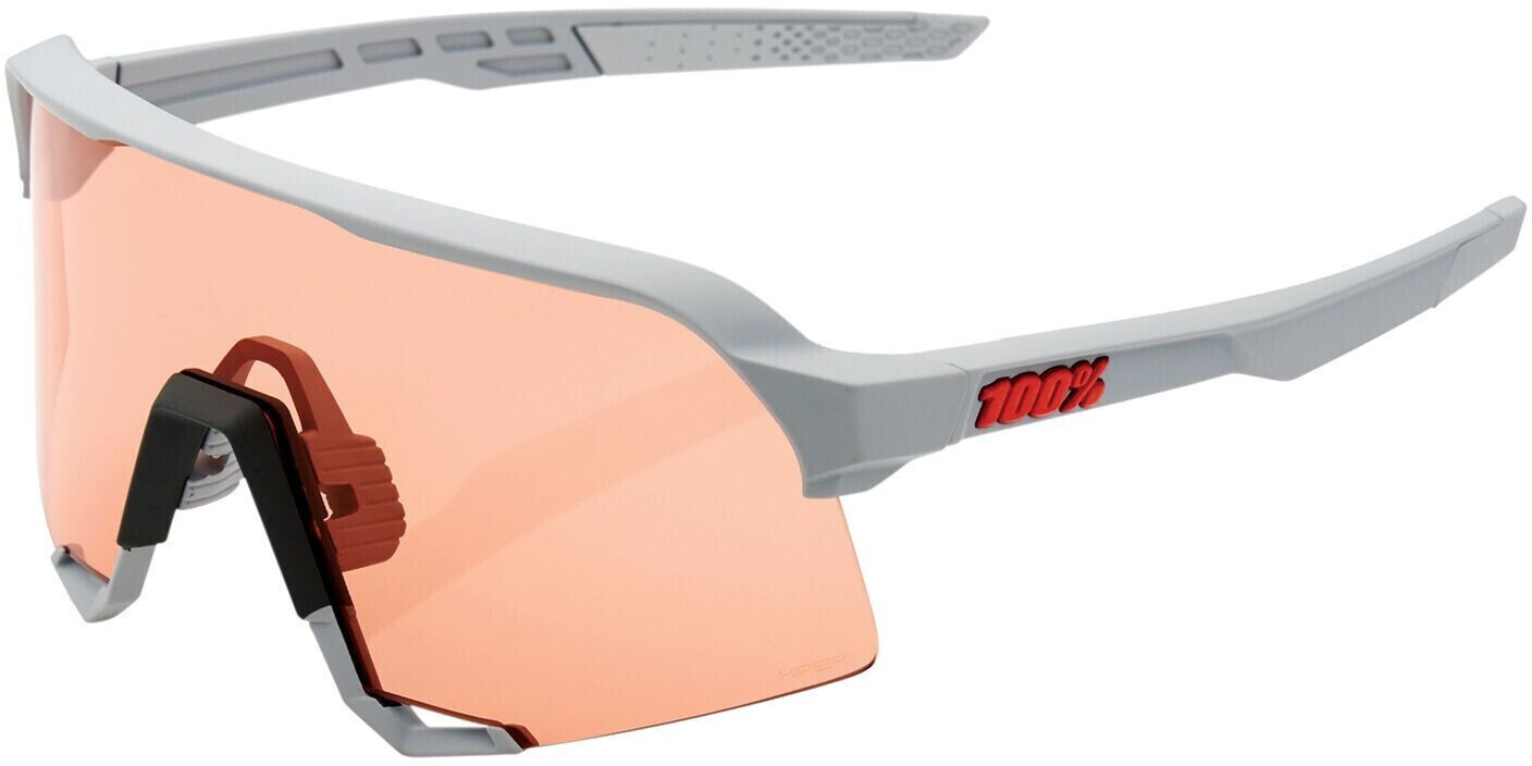100% S3 soft tact stone grey/HiPER coral + clear
