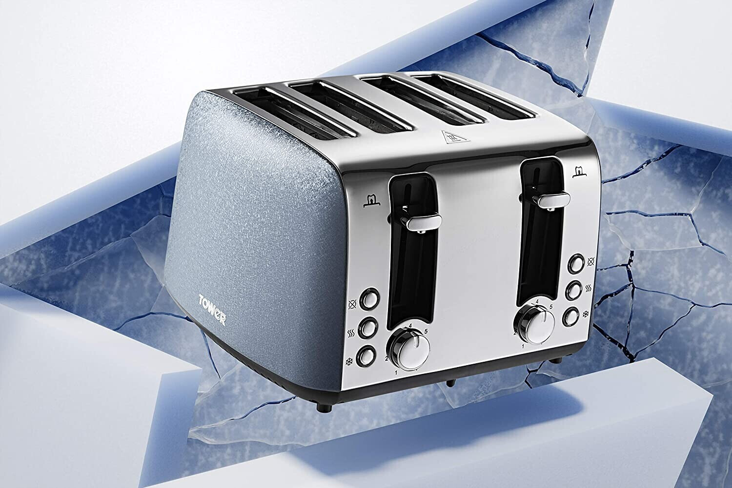 Buy Tower T20053BLU 4 Slice Toaster, Ice Diamond Collection with Reflective Diamond Effect from