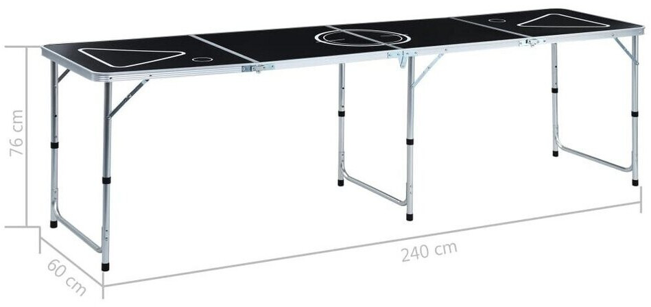 LED Beer-Pong Tisch mit Kühltasche 240 x 60 cm